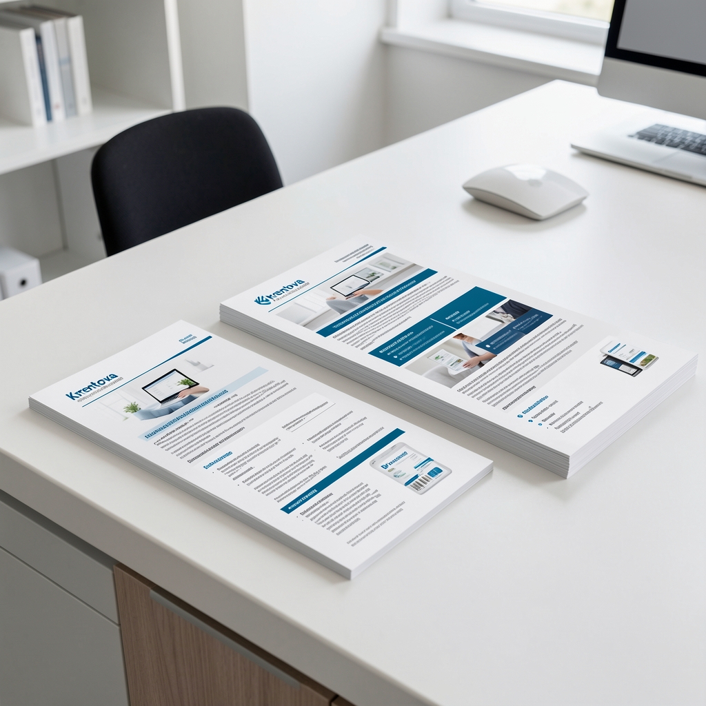 Krentova parcels and printed product information arranged neatly for customer support review